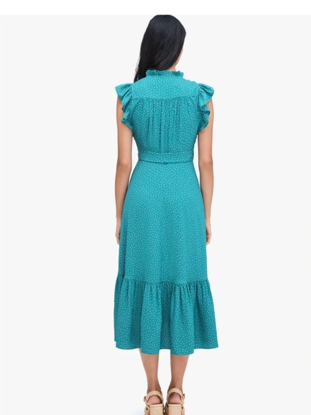 kate spade poolside green & pink  Polka ruffle Dot Wrap  Dress NwT
